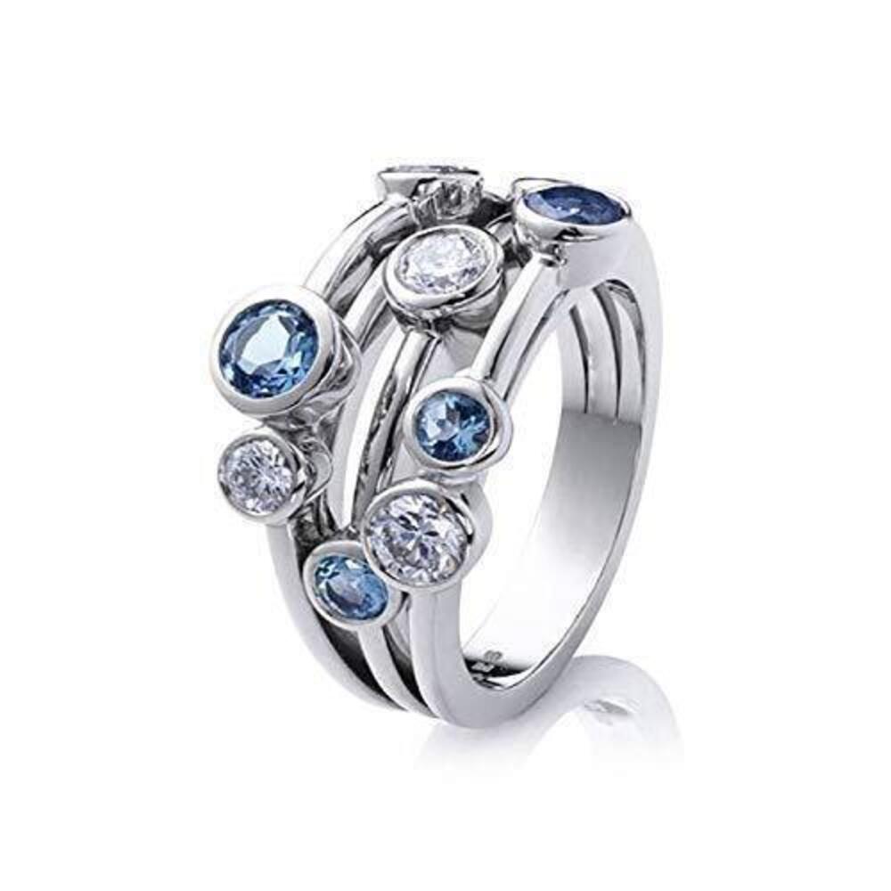 7770 White Gold Plate 925 Sterling Silver Geometric Small Circle Sapphire